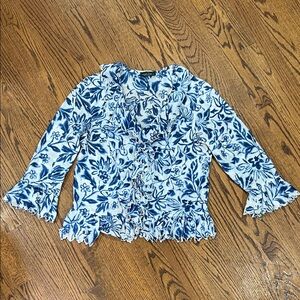 Ralph Lauren Blue and White Floral Blouse collection is Lauren Jean co.
